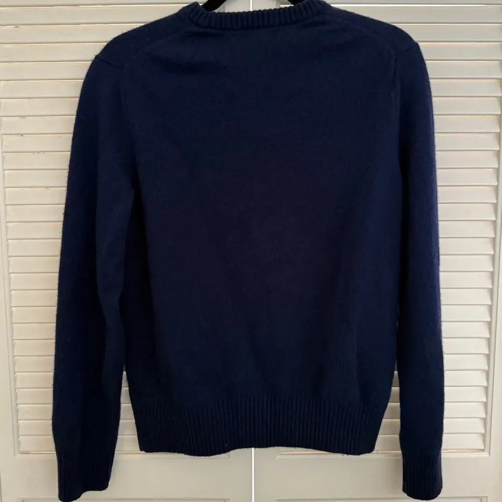 Banana Republic Navy Merino Wool Crewneck Sweater Medium Preppy Minimal Office